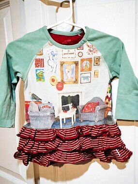 Rare HTF Vintage Oilily Girls Ruffle Parisian Art Salon Dress 12M